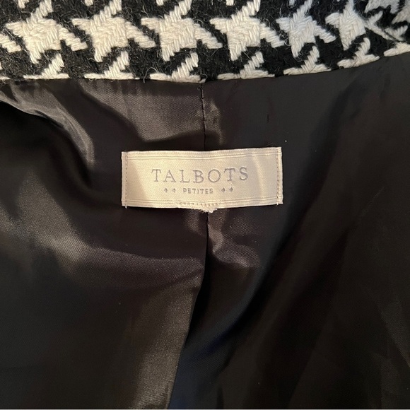 Talbots Women’s Black White Houndstooth Wool Blend Blazer Coat Jacket 6P - Picture 13 of 16